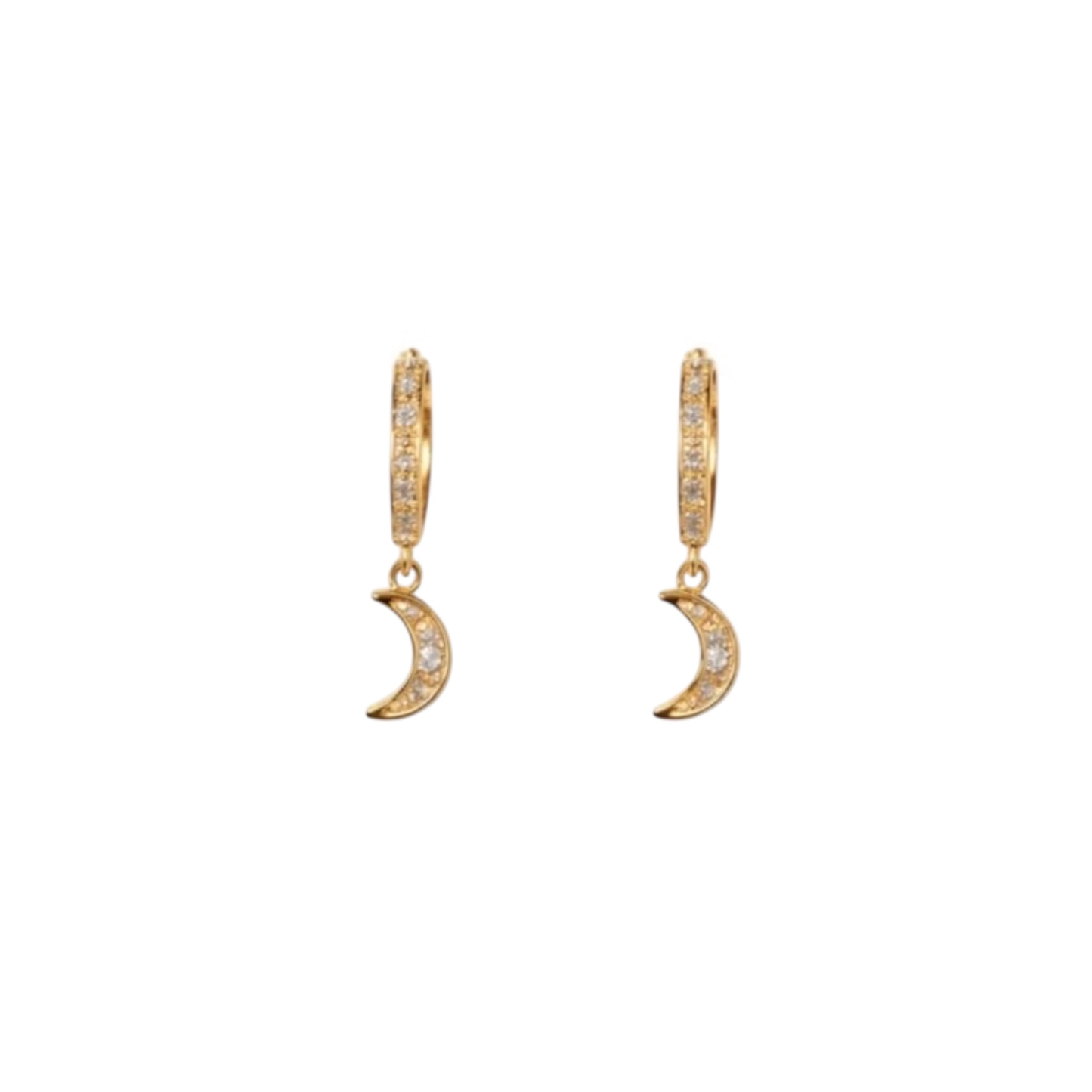Gold Plated Huggies with Moon Charm