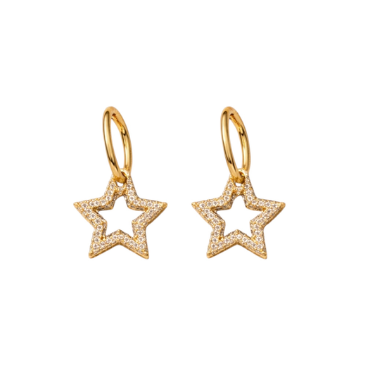 Hoop Earrings with Star and Cubic Zircon