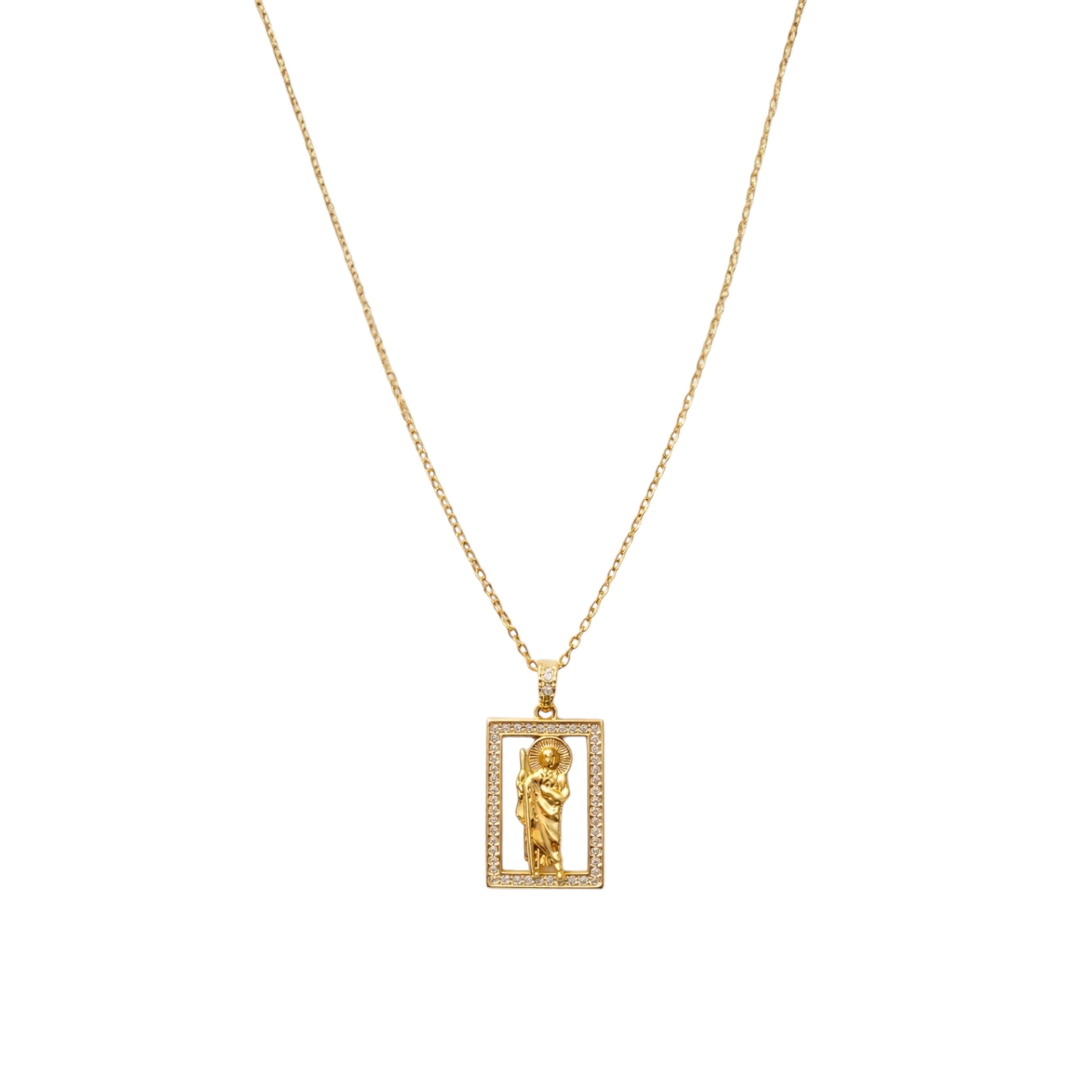 San Judas Gold Plated Stainless Steel Religious Necklace