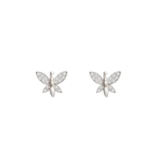 Butterfly-Shaped Sterling Silver Ear hoop Earrings