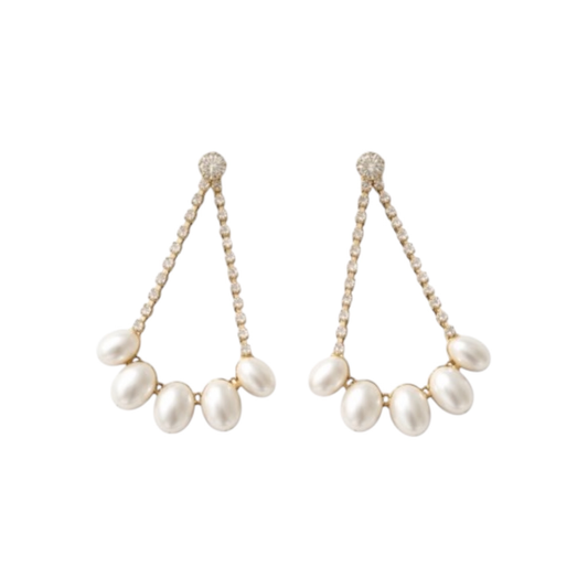Elegant Drop Earrings with Zircon and Synthetic Pearl Inlay