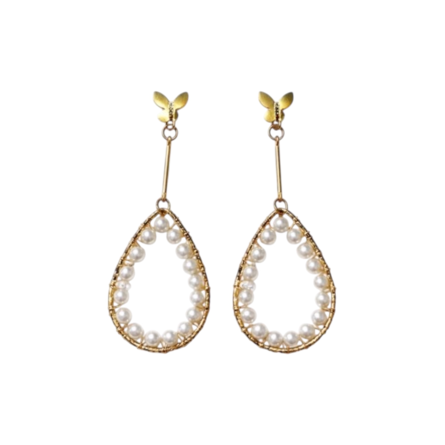 Drop Earrings with Synthetic Pearls in 10K Gold plated