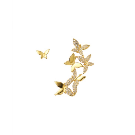 Asymmetric Butterfly Design Gold-Plated Stud Earrings