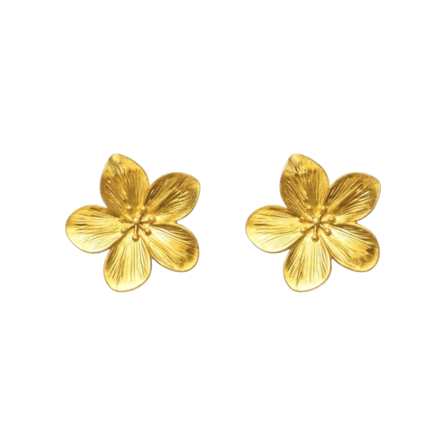 Stud Flower Earrings in Stainless Steel, 14k Gold Plated