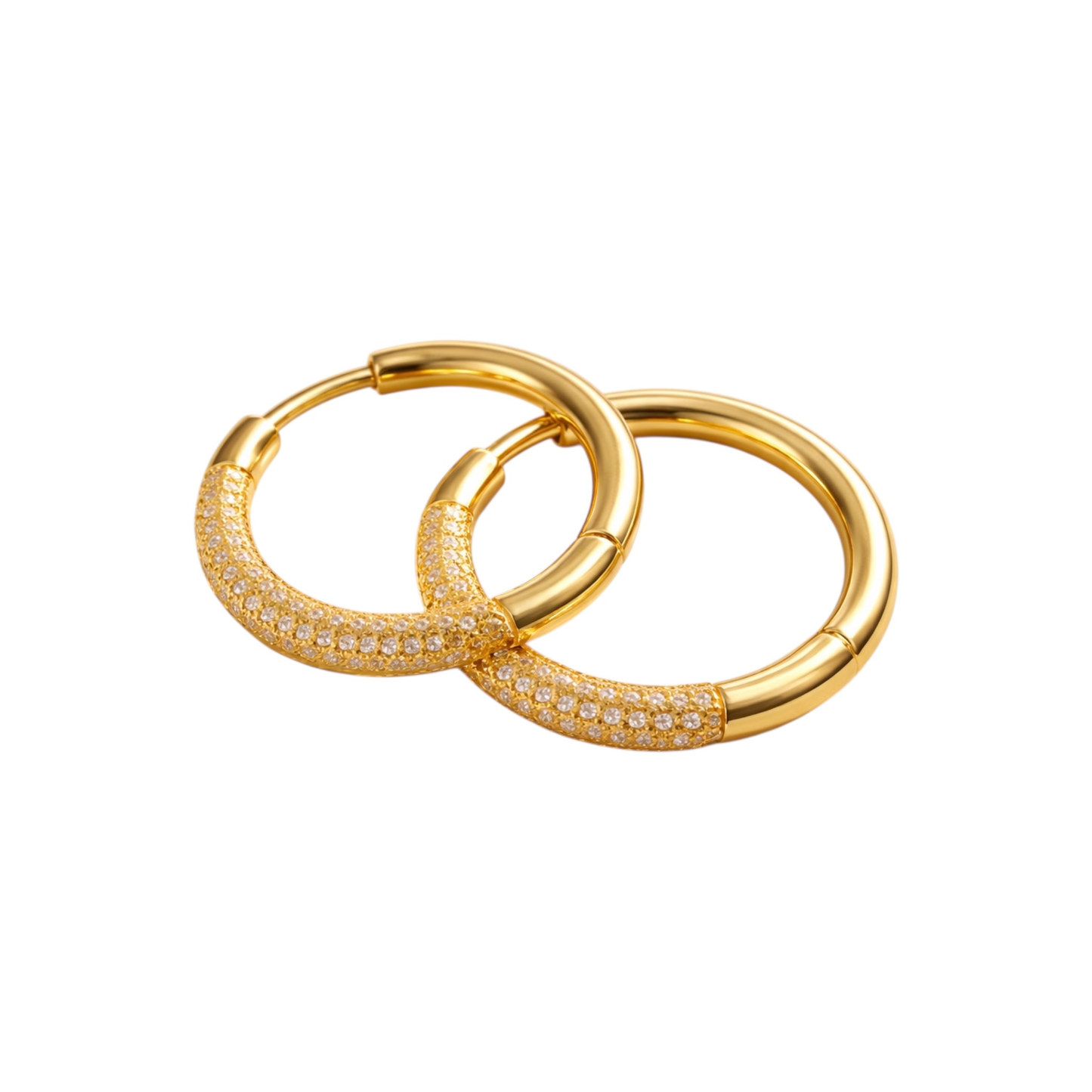 Bold & Brilliant-Thick Gold-Plated Hoops with Zircon Accents