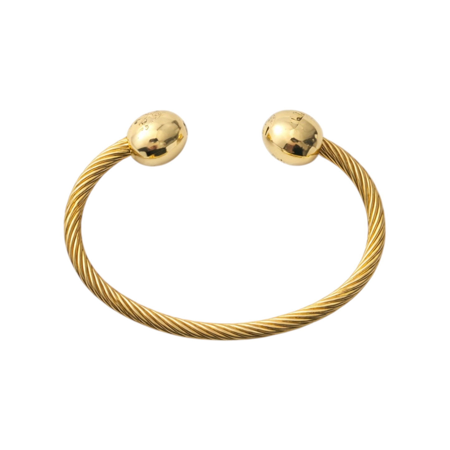 Twisted Cable Round Bracelet with 18K Gold-Plated Stainless Steel Tassels