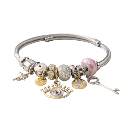 Evil Eyes Bracelet Bangle - Stainless Steel