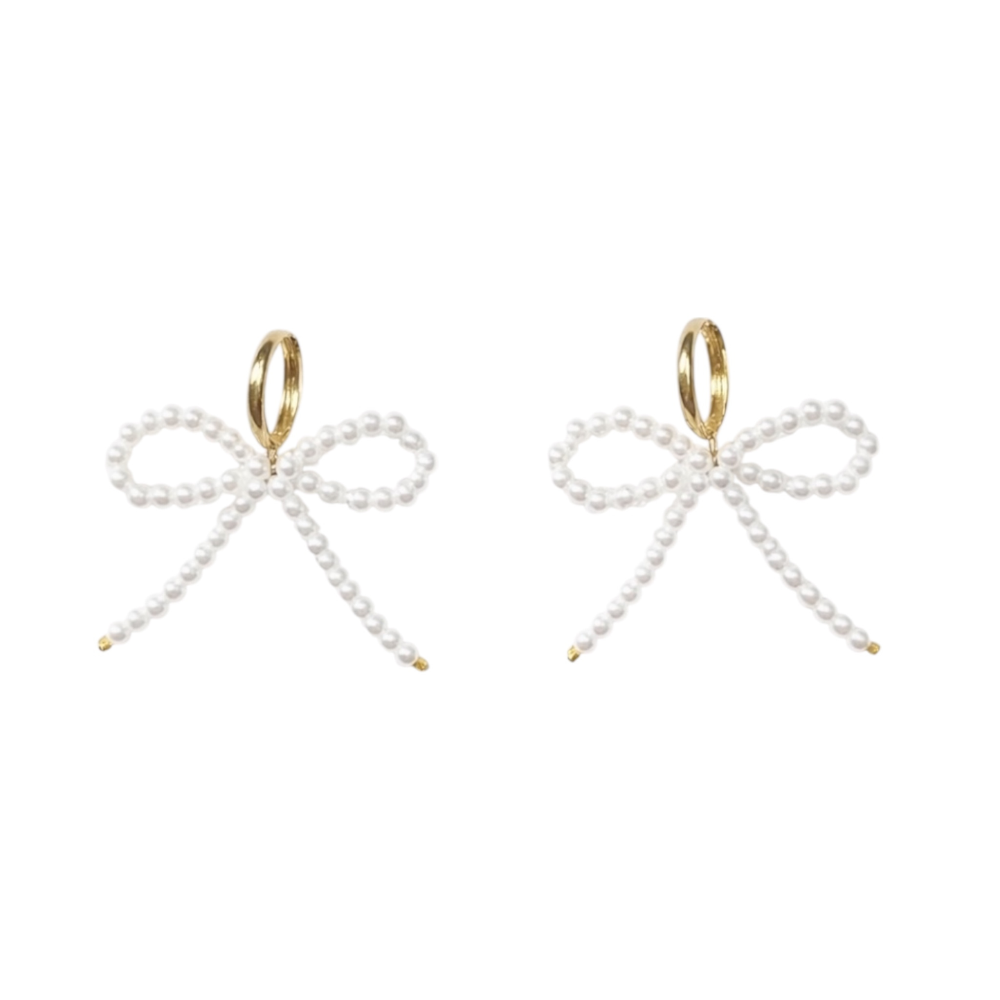 Charming Bowknot Hoop Earrings with Imitation Pearls