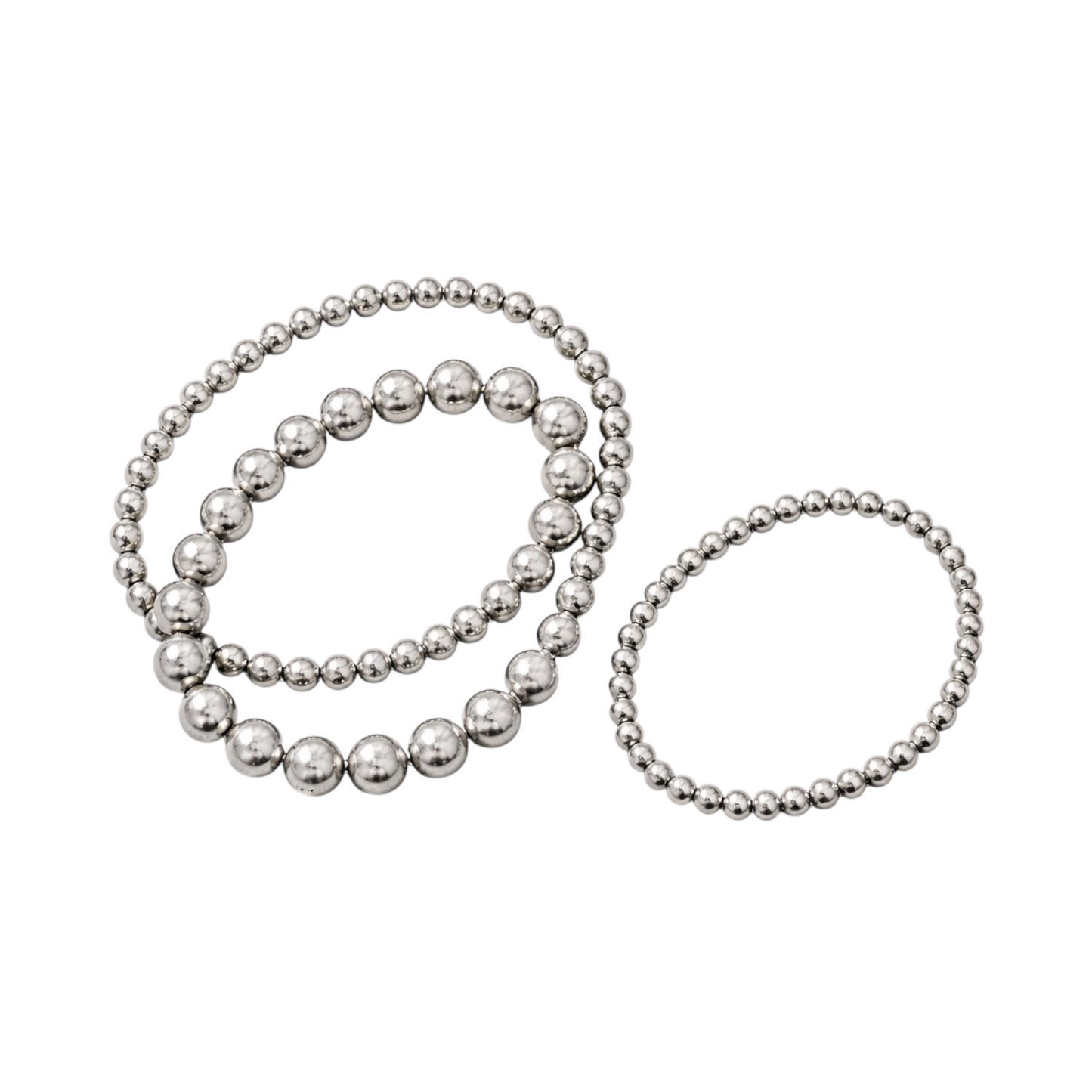 Stainless steel beaded bangle bracelet-Unisex-18k Gold plated
