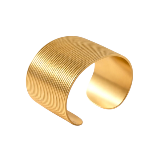 Stainless Steel 14K Gold Plated Cuff Bracelet