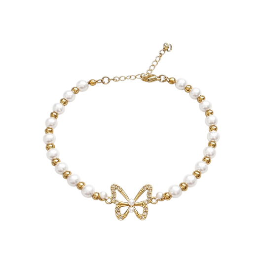 18K Gold-Plated Copper Beaded Bracelet with different Charms
