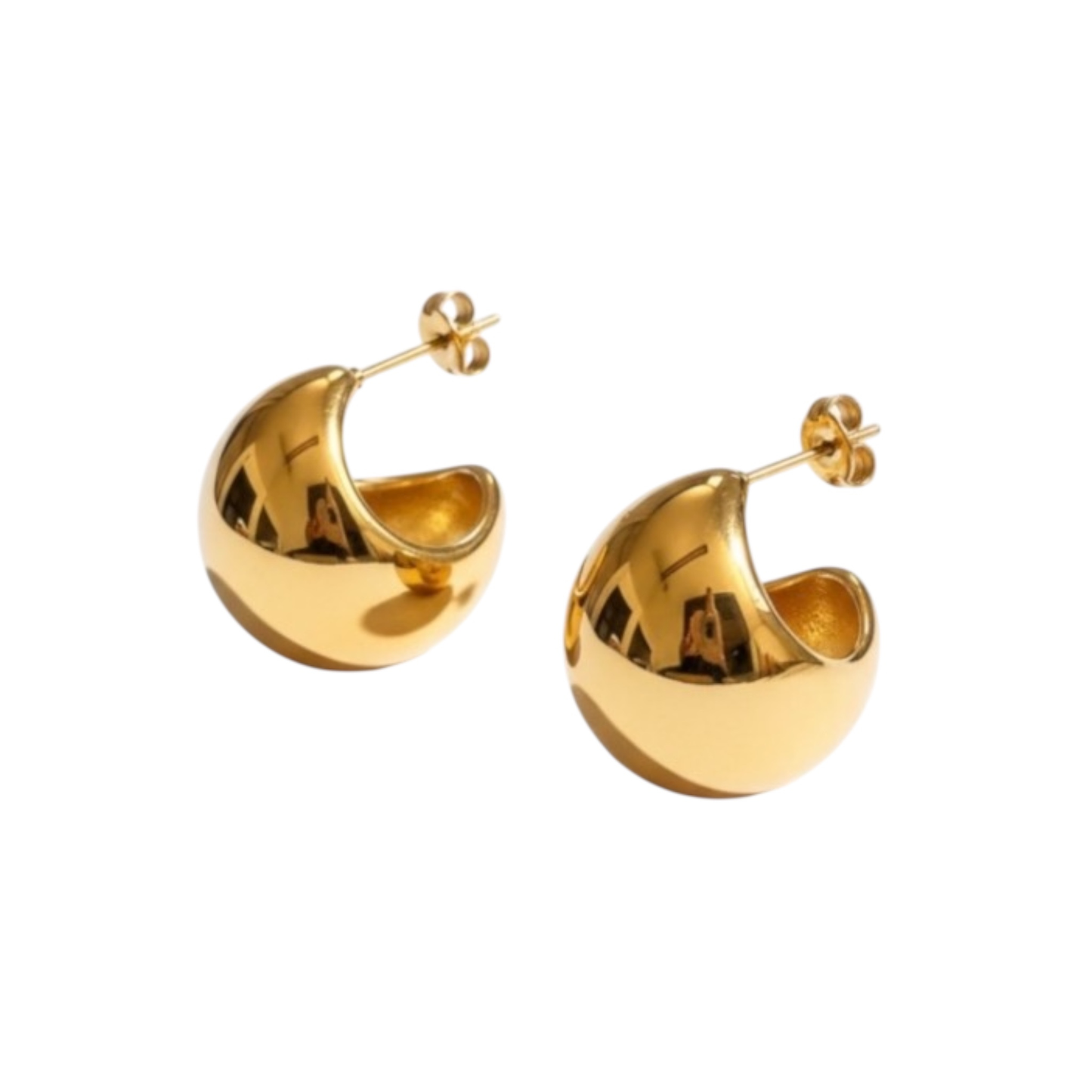 Stainless Steel 14k Gold-Plated Ear Studs