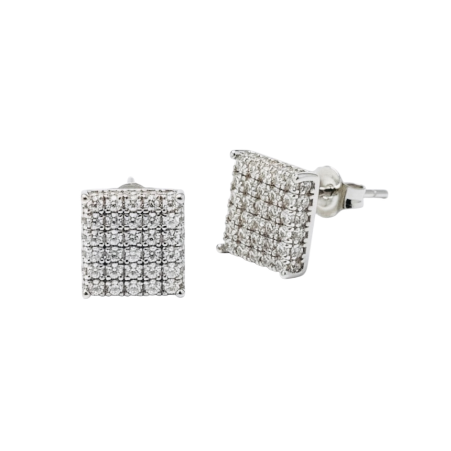 Elegant Silver plated zircon inlay stud Earrings