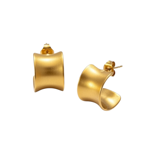14K Gold-Plated Hoops - Polished Stainless Steel Ear Studs