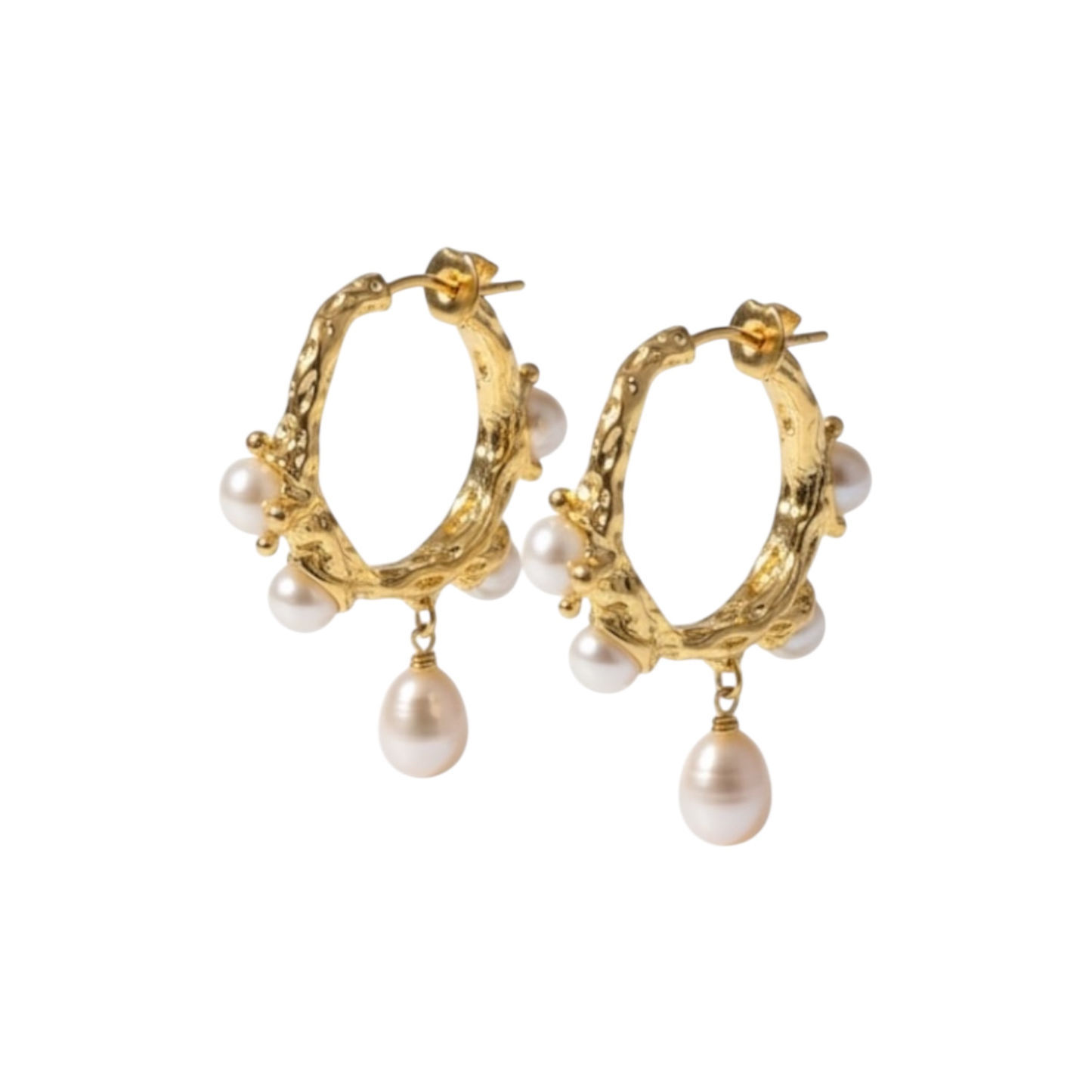 18K Gold Plated Stainless Steel River Pearl Earrings