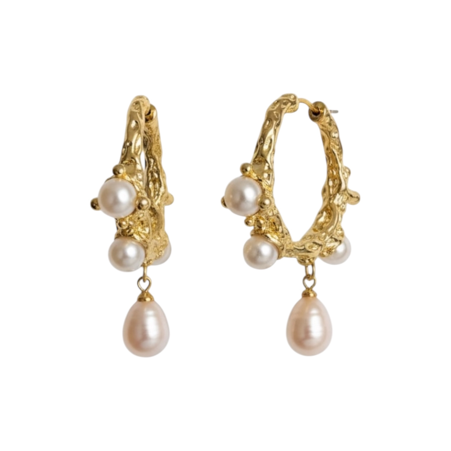 18K Gold Plated Stainless Steel River Pearl Earrings
