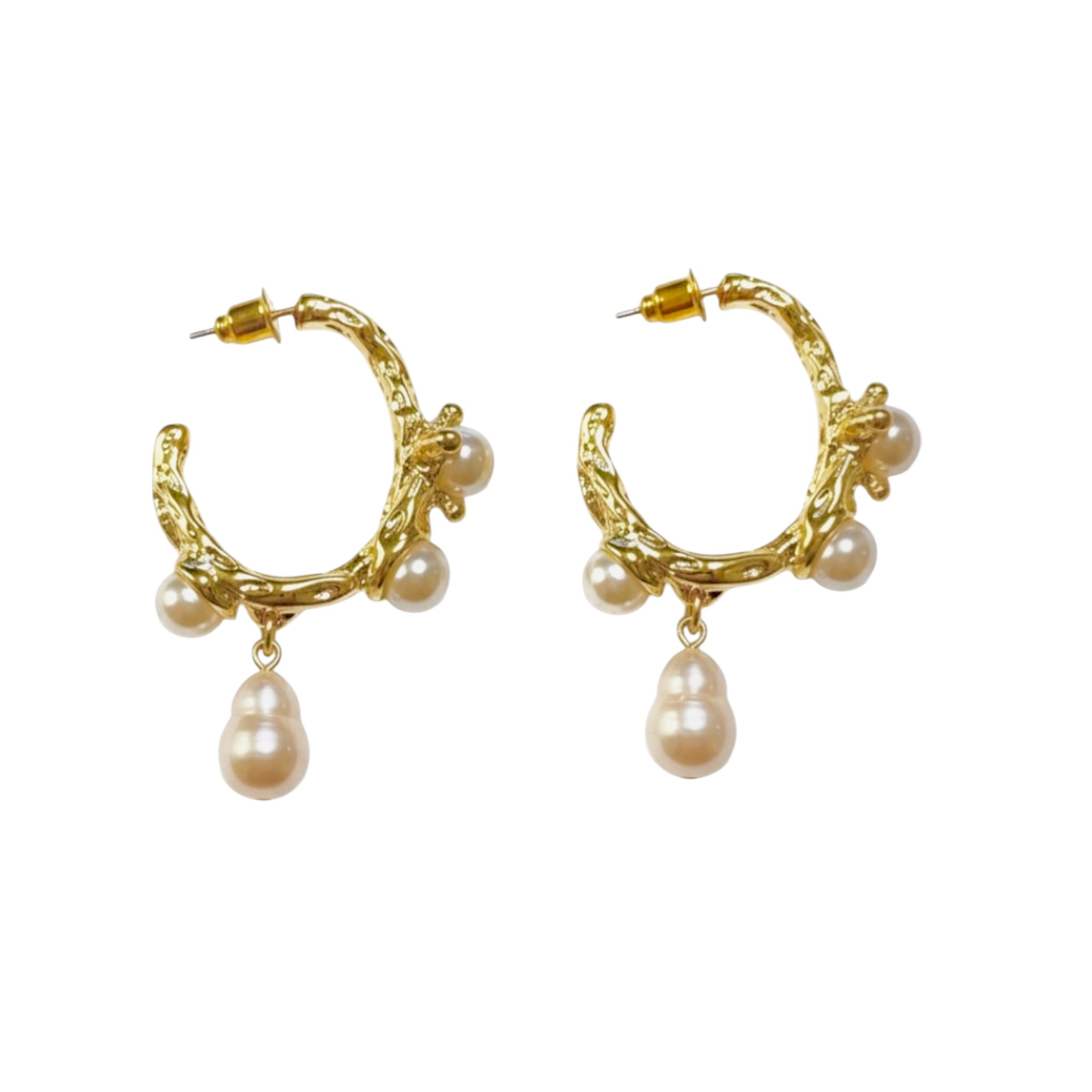 18K Gold Plated Stainless Steel River Pearl Earrings