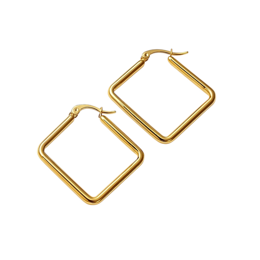 Symmetric-stainless steel-Gold plated Hoop Earrings