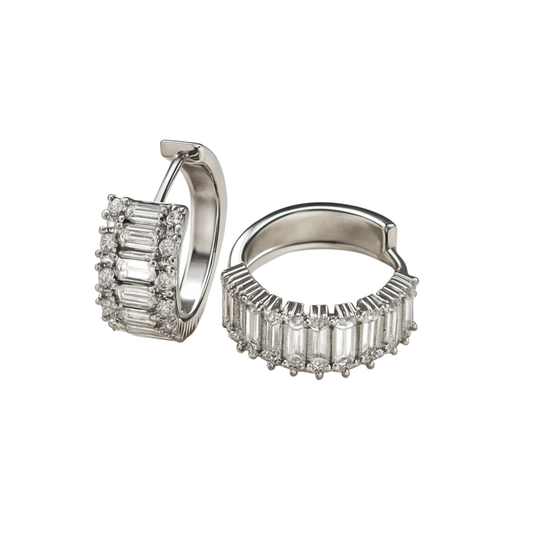 Small Hoop Earrings, Plated in 18K White Gold on a Copper Base