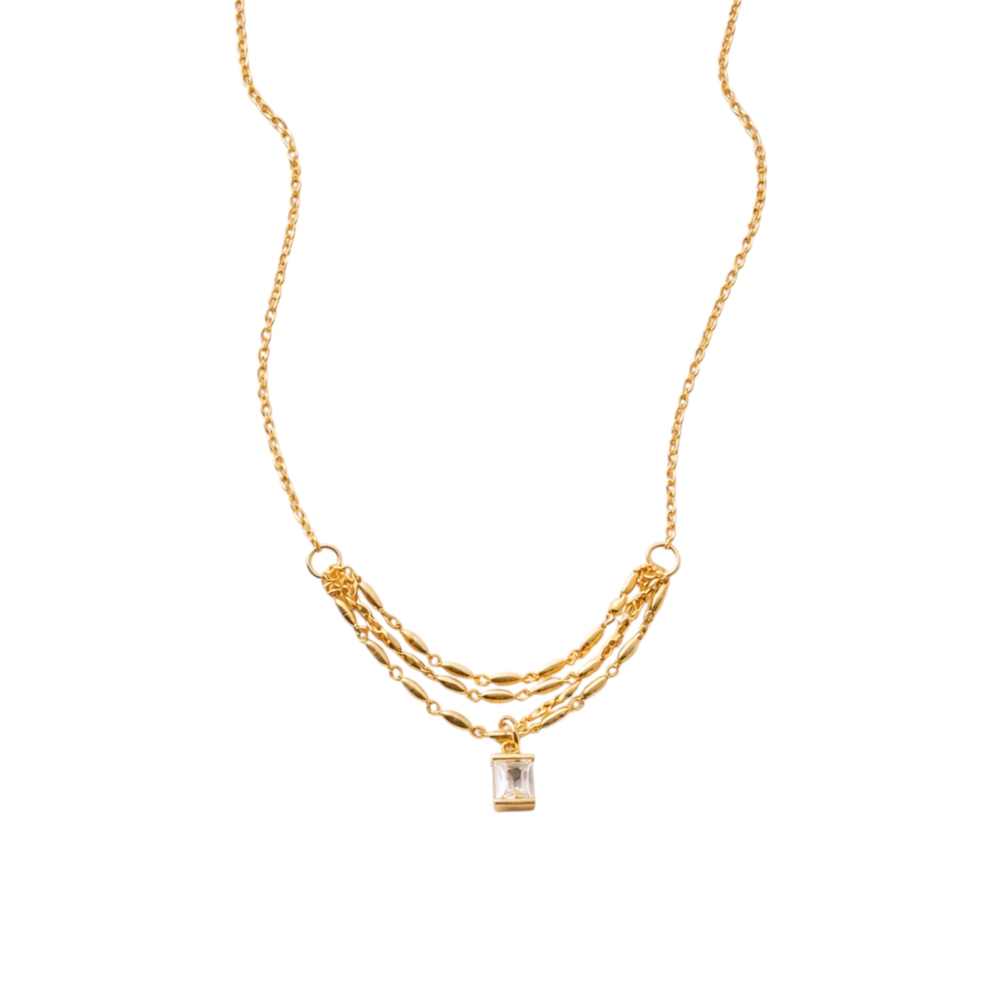 Chain Necklace with  Zirconia Pendant