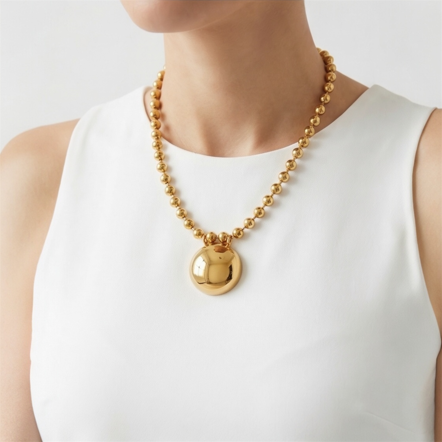Stainless Steel Chain with Oval-Shaped Pendant