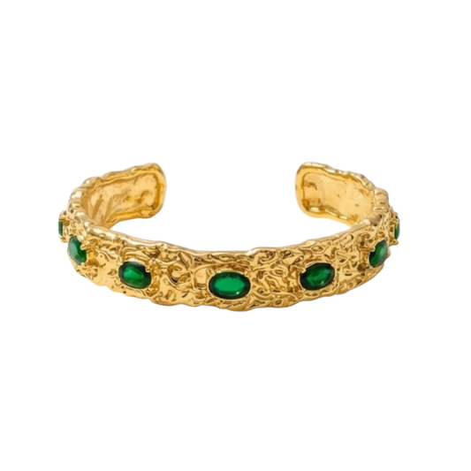 Gold-Plated Stainless Steel Open Bangle Cuff Bracelet