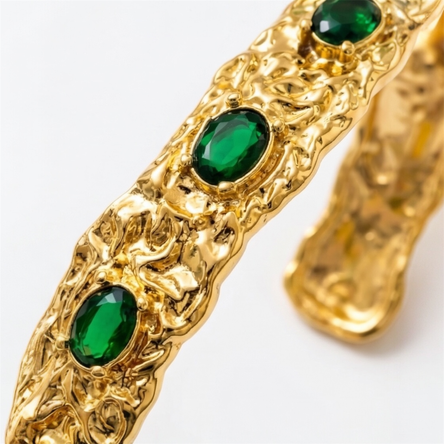 Gold-Plated Stainless Steel Open Bangle Cuff Bracelet