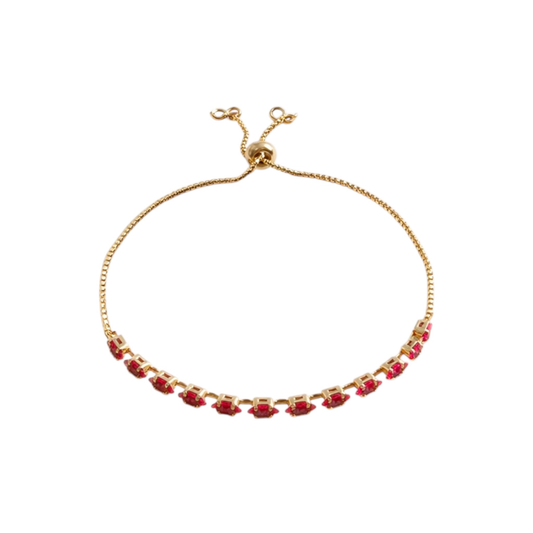 18K Gold-Plated Copper Bracelet with Eye Horse cristal Inlay