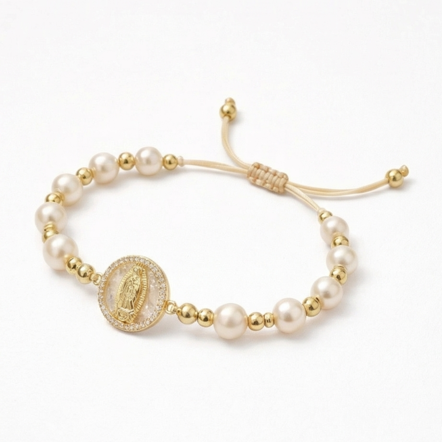 18K Gold-Plated Copper Beaded Bracelet with different Charms