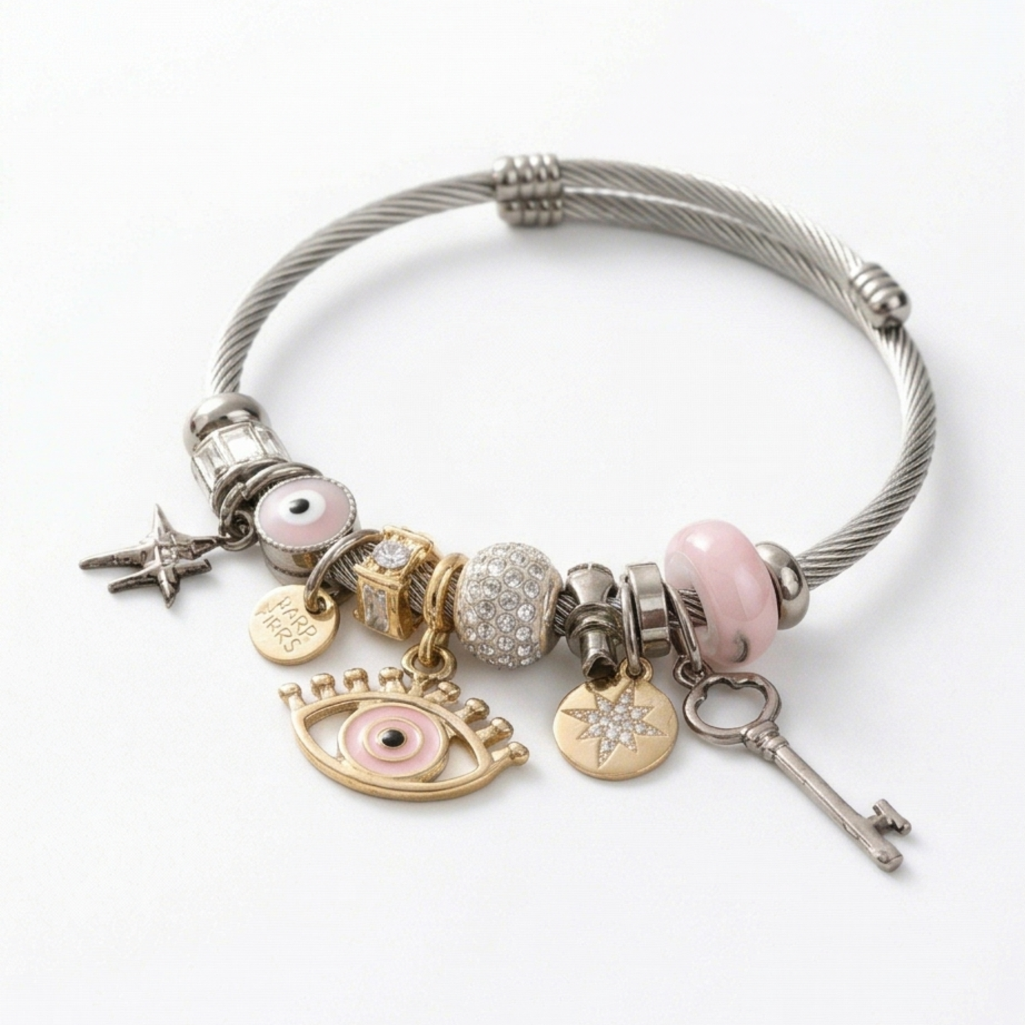 Evil Eyes Bracelet Bangle - Stainless Steel