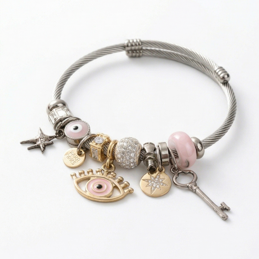 Evil Eyes Bracelet Bangle - Stainless Steel