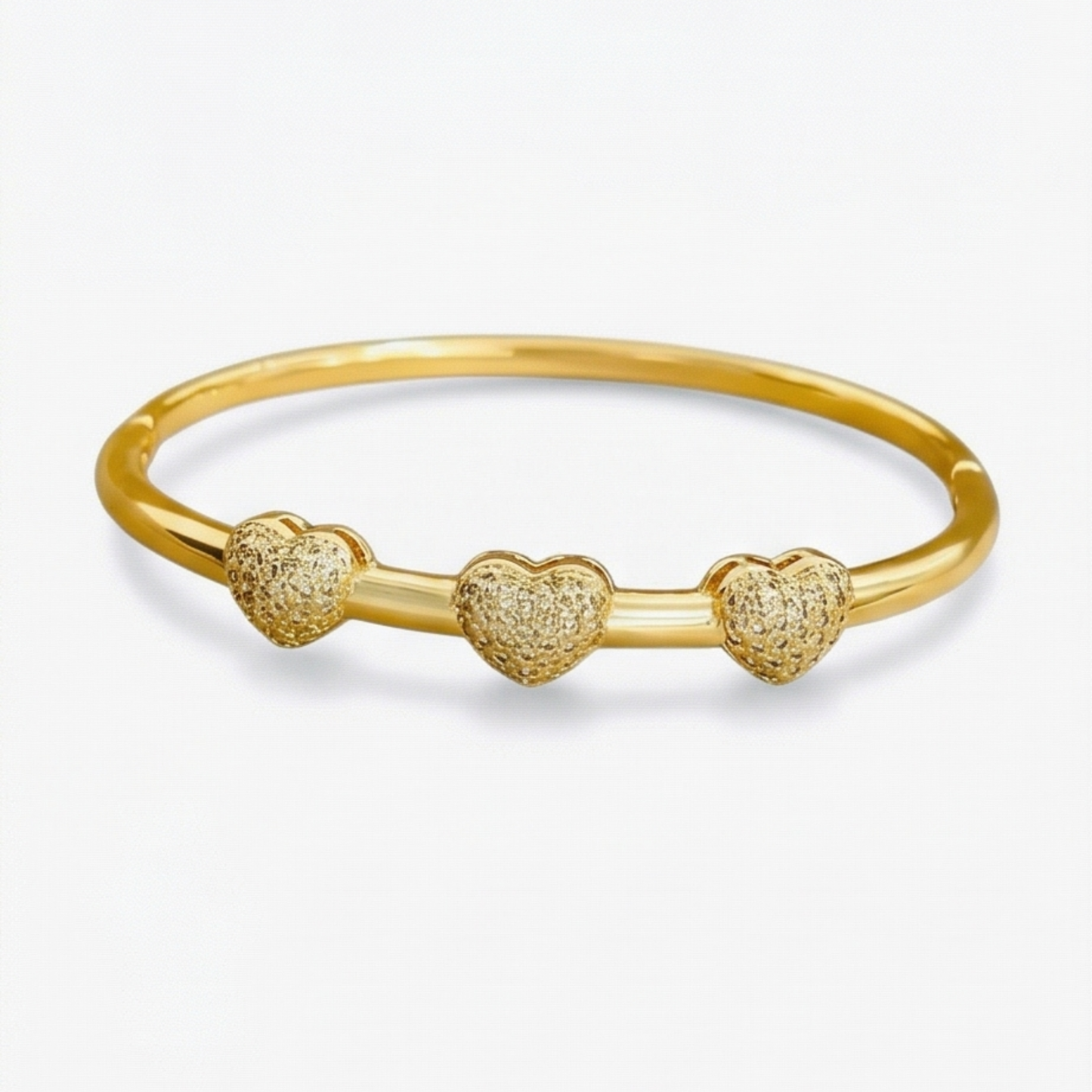 Heart Bangle Bracelet - 18K Gold Plated Stainless Steel