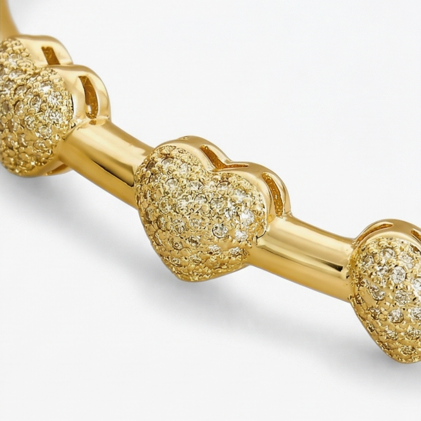 Heart Bangle Bracelet - 18K Gold Plated Stainless Steel