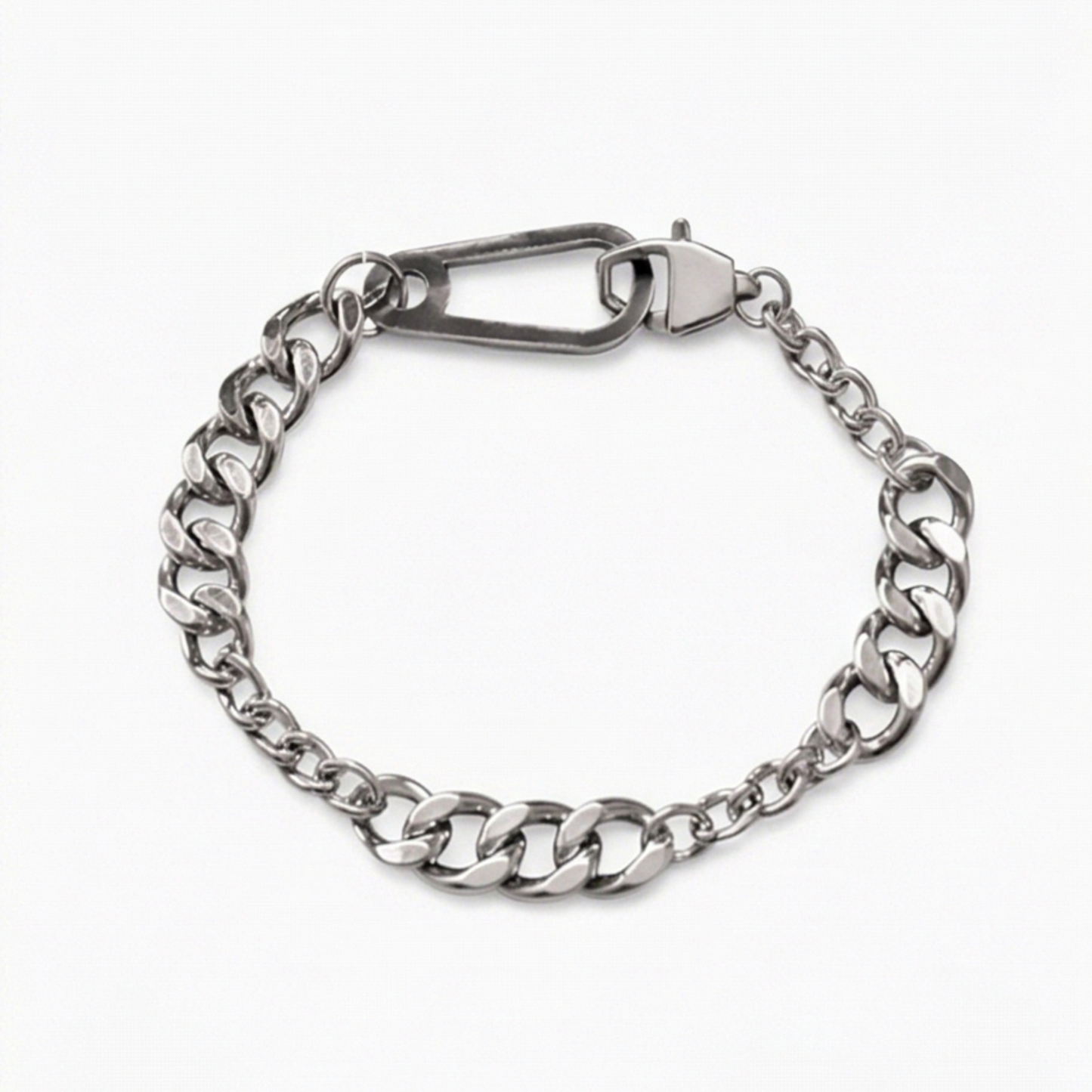 Sleek Asymmetrical Polished Titanium Steel Bracelet