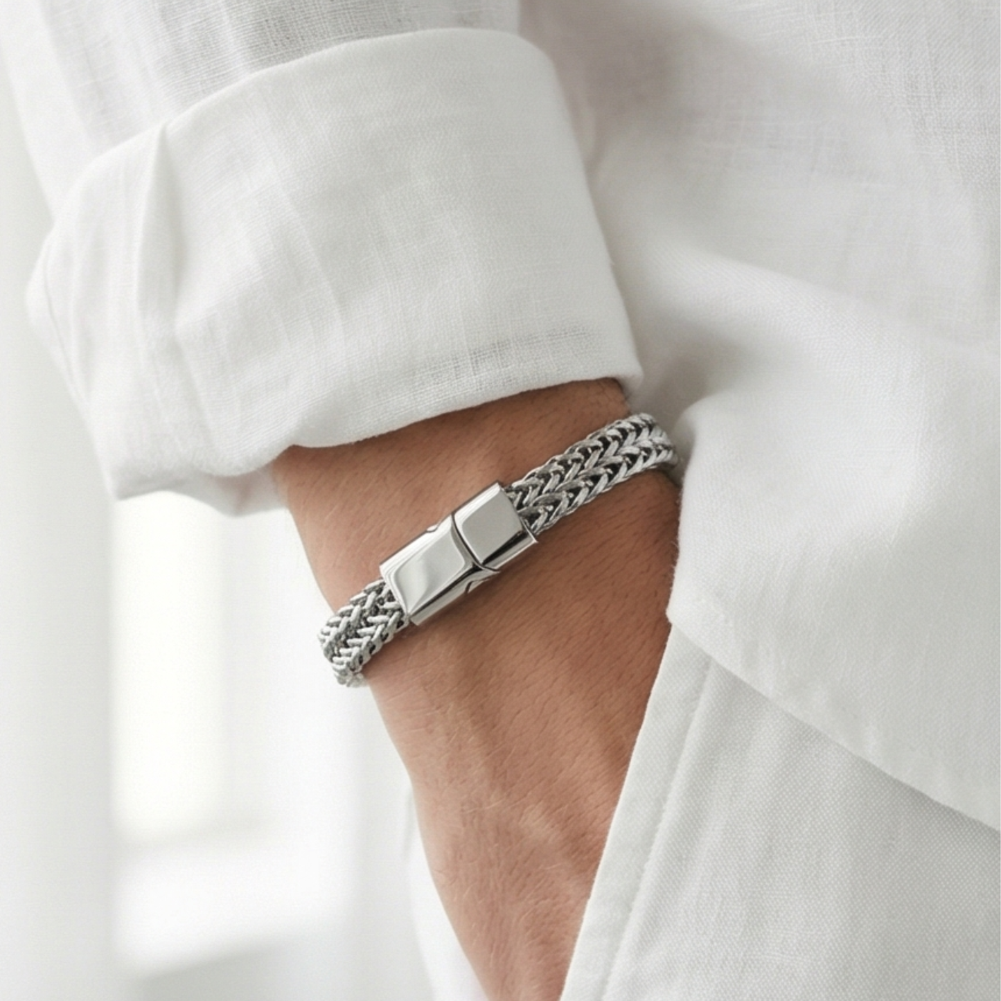 Polished Titanium Steel Bracelet for Men