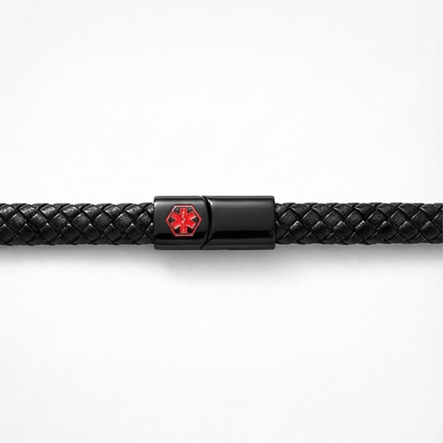 Black-Plated Stainless Steel and Leather Men’s Bracelet