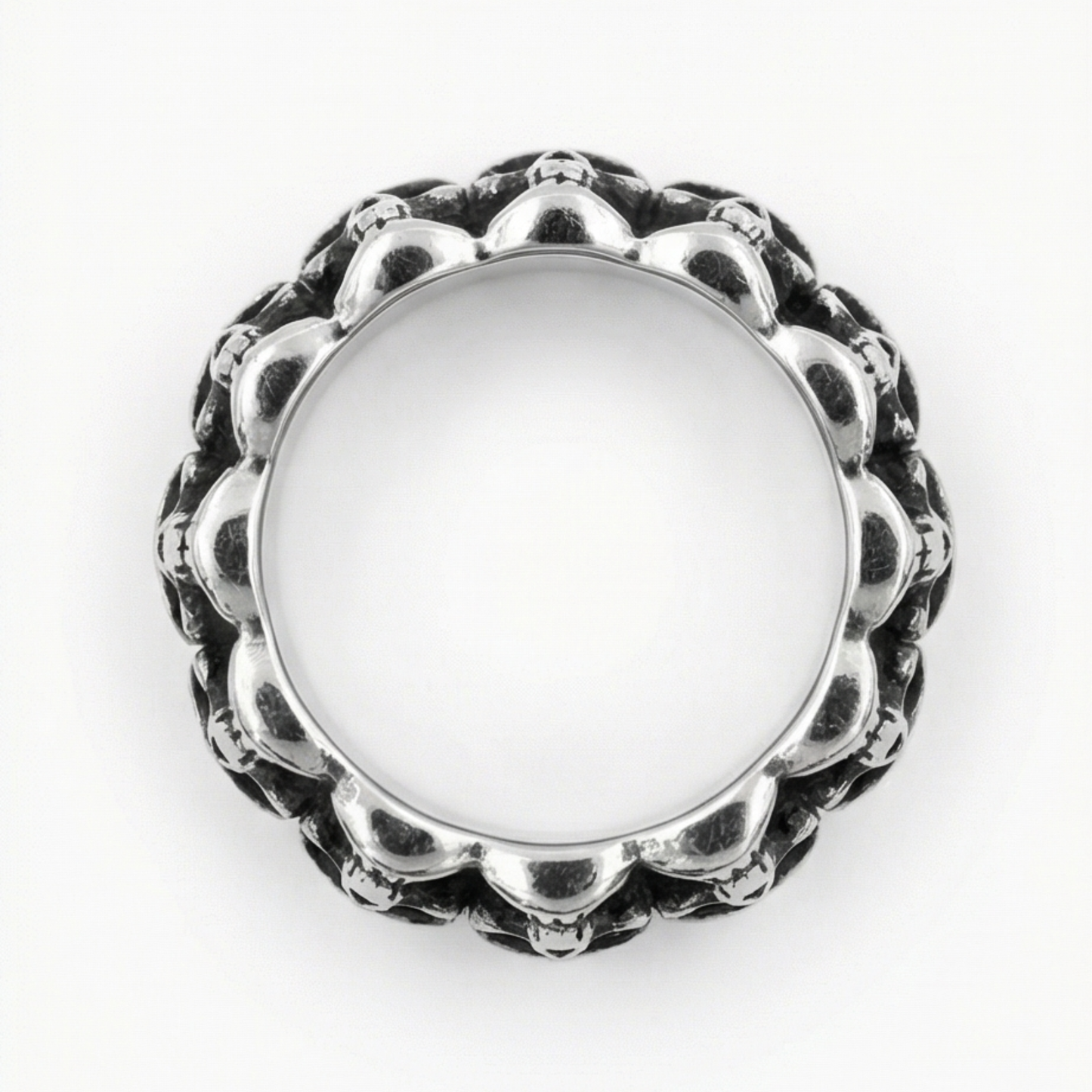 Retro Street-Style Polished Titanium Steel Skull Ring for Men