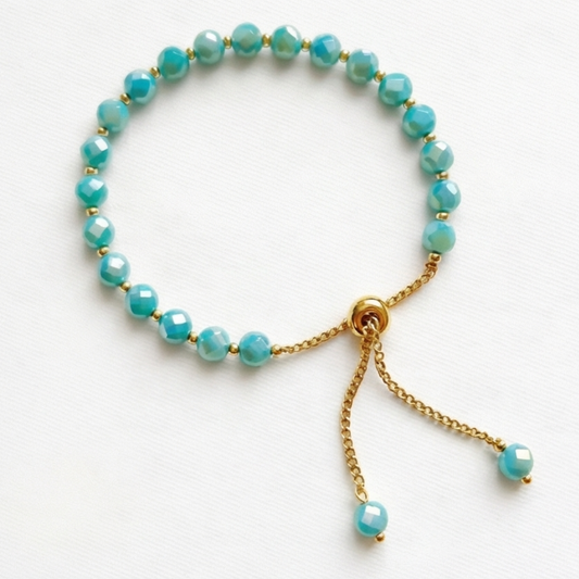 Stainless Steel Chain Bracelet with Artificial Crystals