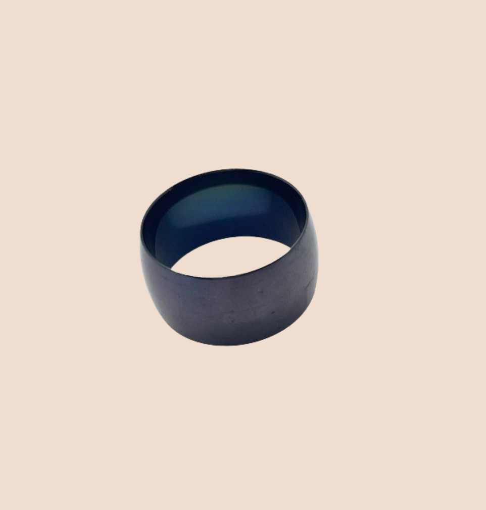 Wide Band Black Stainless Steel Men's Ring