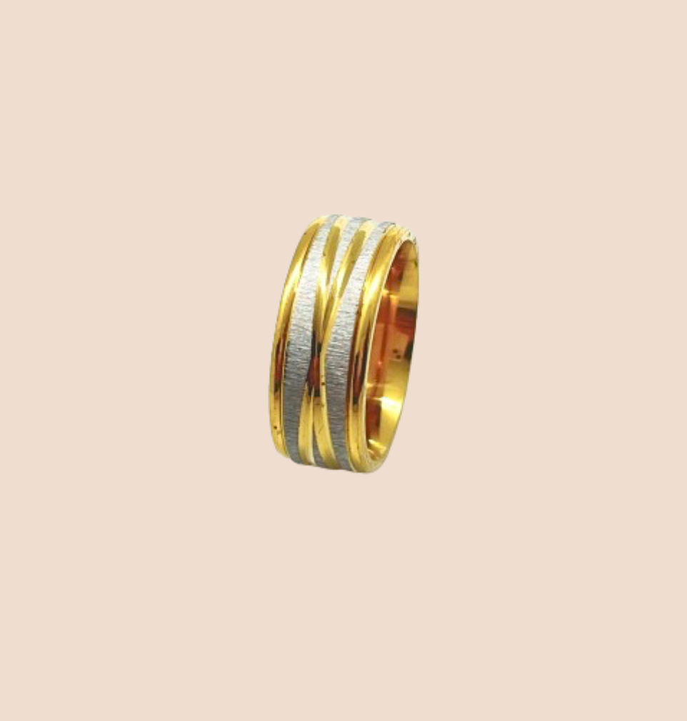 14K Gold-Plated Titanium and Steel Band Ring