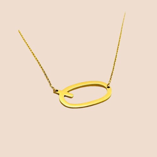 Gold-Plated Stainless Steel Necklace with initial letter Pendant