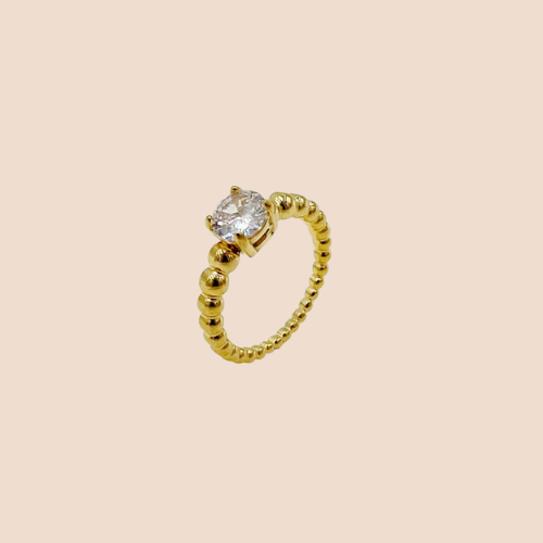 Round-shaped ring, plated in 14k gold, stainless steel