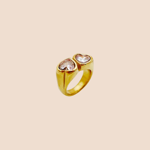 Simple-style ring, plated in 14k gold over stainless steel base