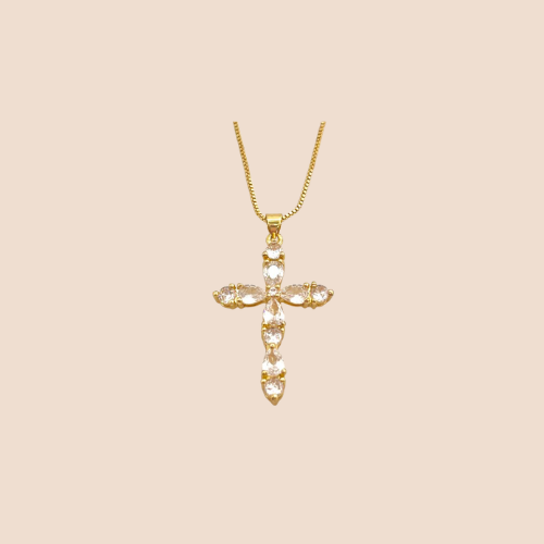 18k Gold Plated Copper Chain with Cross Pendant