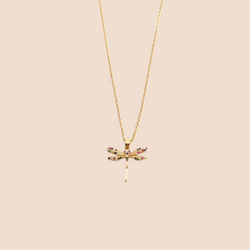 Gold Plated Copper Chain with Dragonfly Pendant