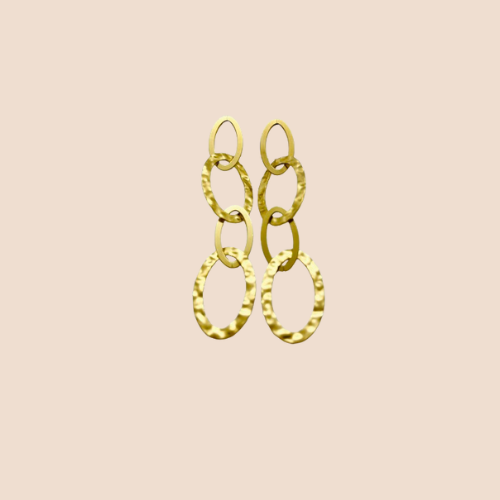 Drop Oval Earrings - Stainless Steel, 14k Gold Plated