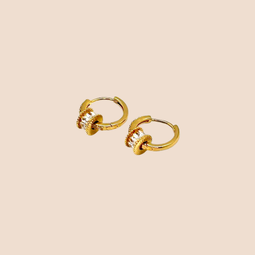 Copper-Gold plated Hoop earrings zircon Inlay