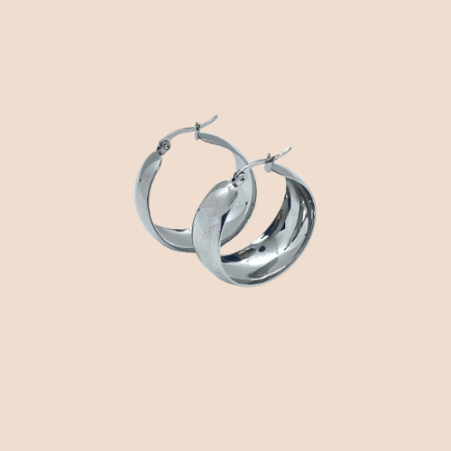 Wide Curve Stainless Steel Hoop Earrings