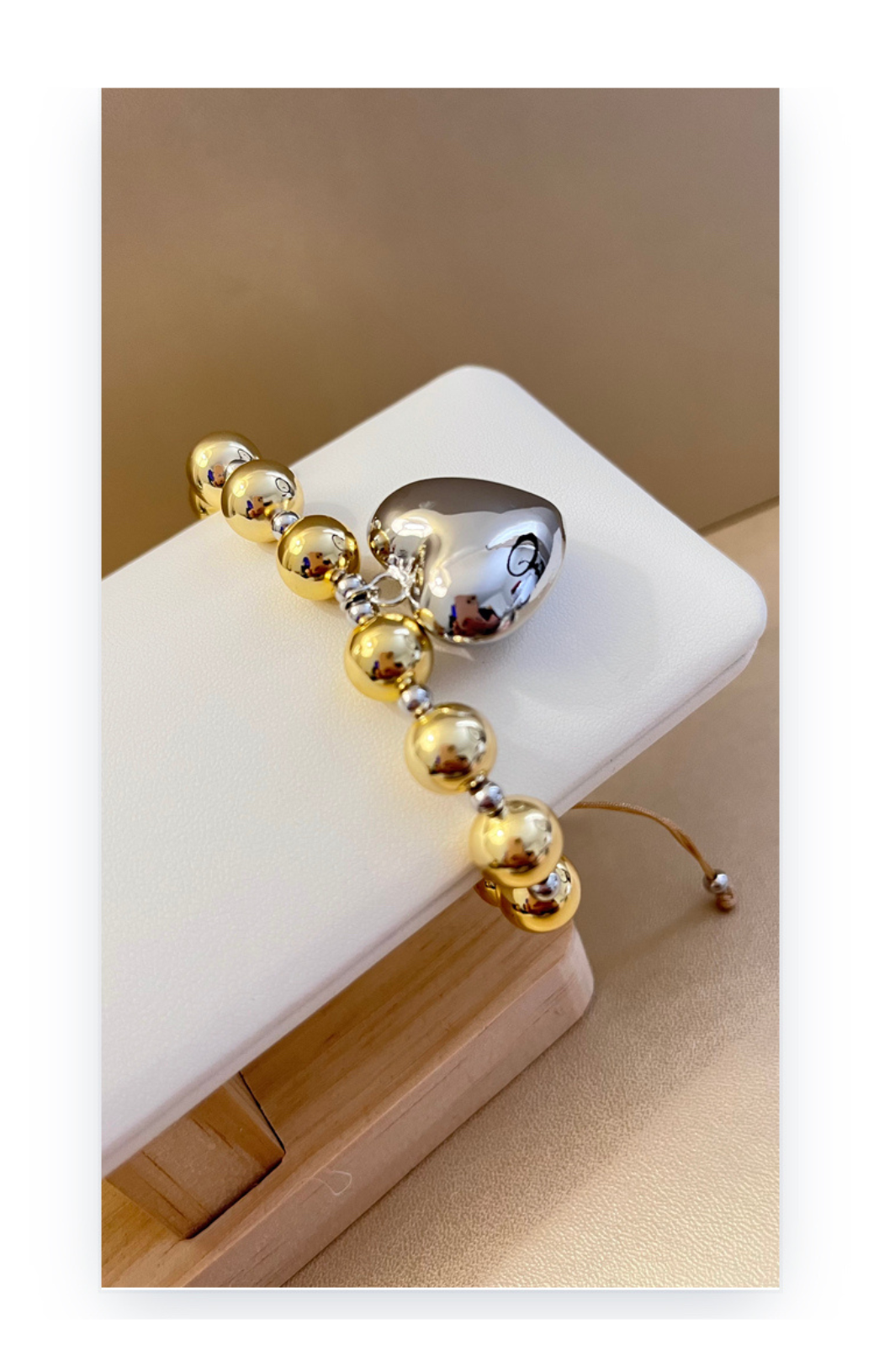 Titanium steel 18k Gold plated heart pendant bracelet