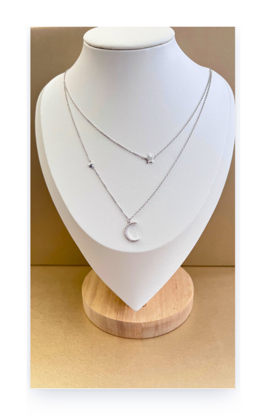 Doble layered 925 Sterling Silver necklace